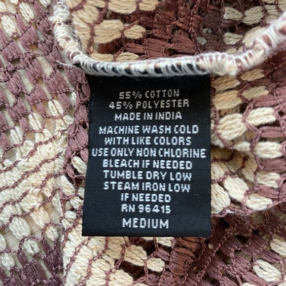 Massive Luxury Striped Crochet Shirt Men M Maroon Open Knit Academia Beach NWT - Picture 7 of 10